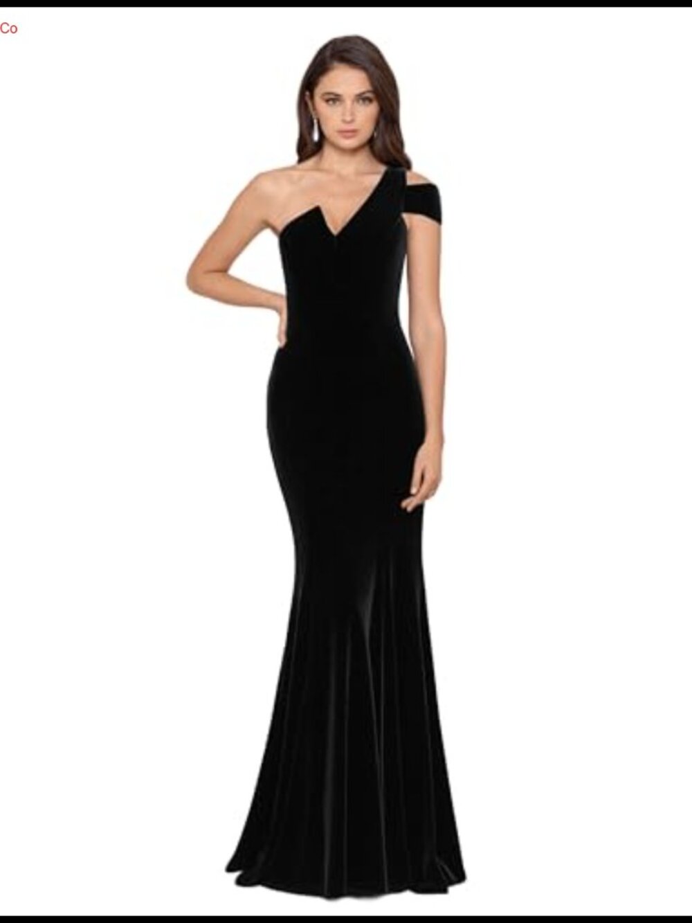 Womens Velvet One Shoulder Sheath Gown Formal Evening Dress
